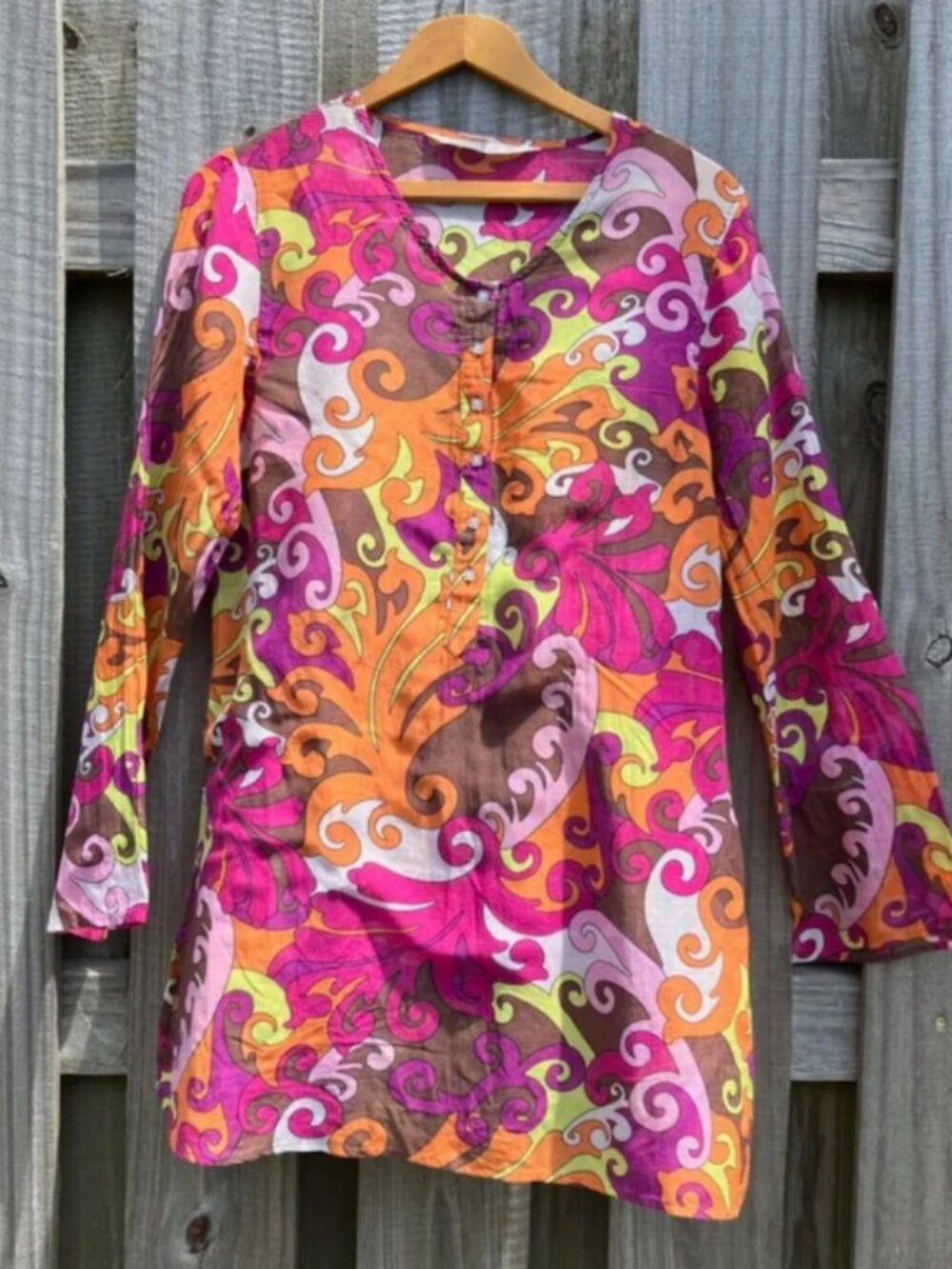 Athleta Paisley Mod Swim Beach Cover Up Dress Cotton Silk Tunic Resortwear